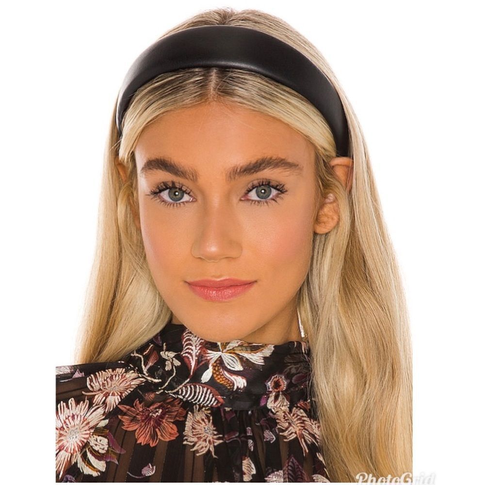 Revolve Shashi Black Faux Leather Lilith Headband